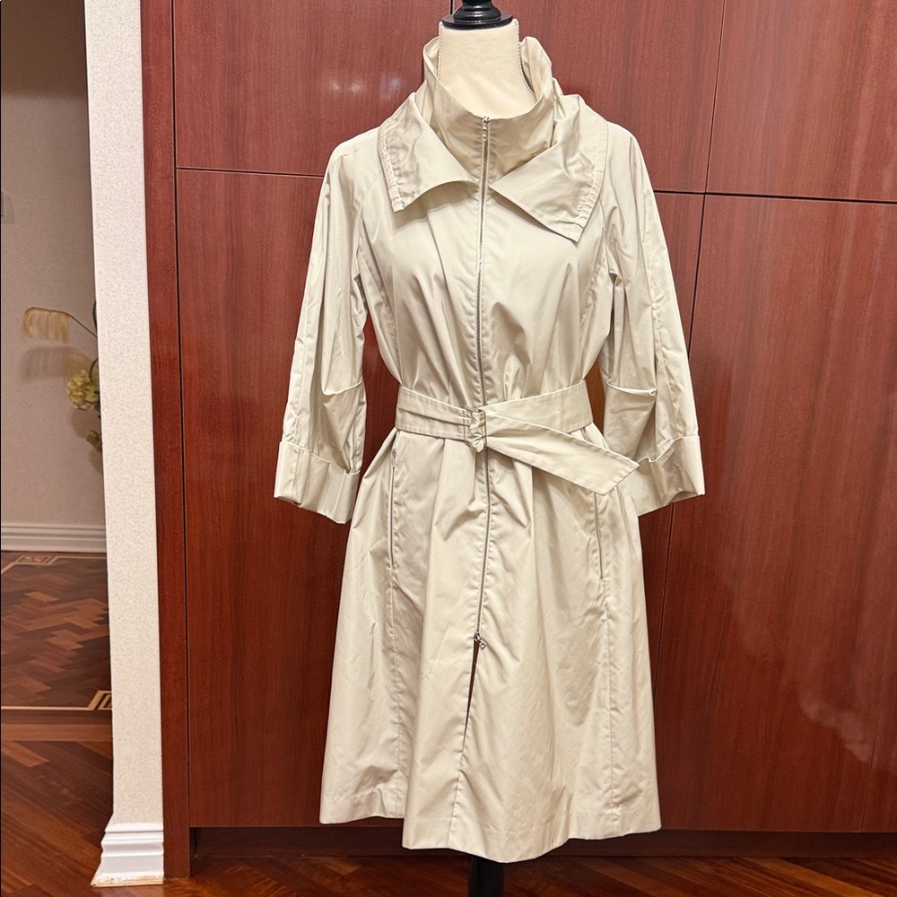 Women's Cream Trench Coat with Belt